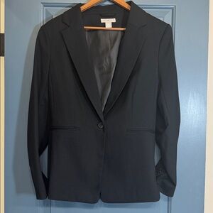 H&M Tailored Black Blazer – Women’s Large (EU 46) – Stretch Lined – Like New